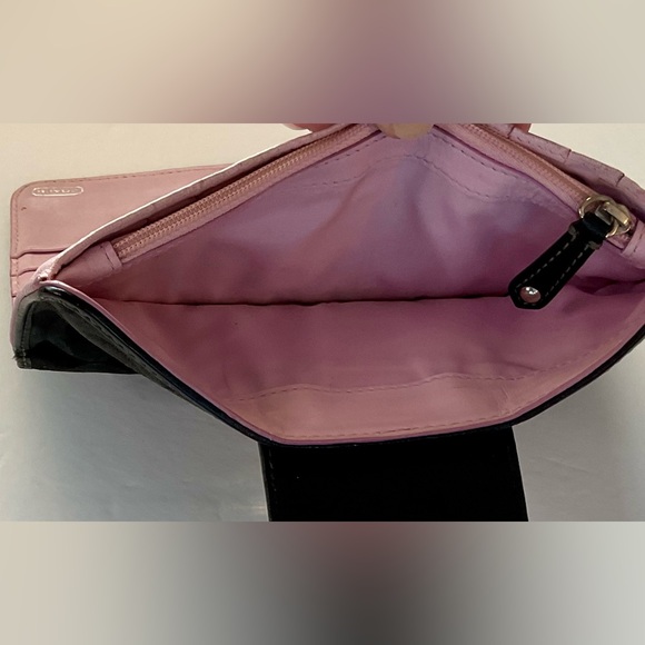 Vintage Coach Madison Op Art Wallet Black/Pink Slim Horse & Carriage - Picture 6 of 8